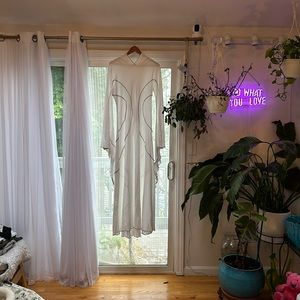 Renaissance Fantasy Elf White Hooded Gown Savana Desert Dress